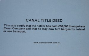 PARTS ONLY - Mine A Million Business Board Game - (1) Canal Title Deed Card Only