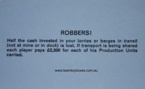 PARTS ONLY - Mine A Million Business Board Game - (1) Robbers Card Only