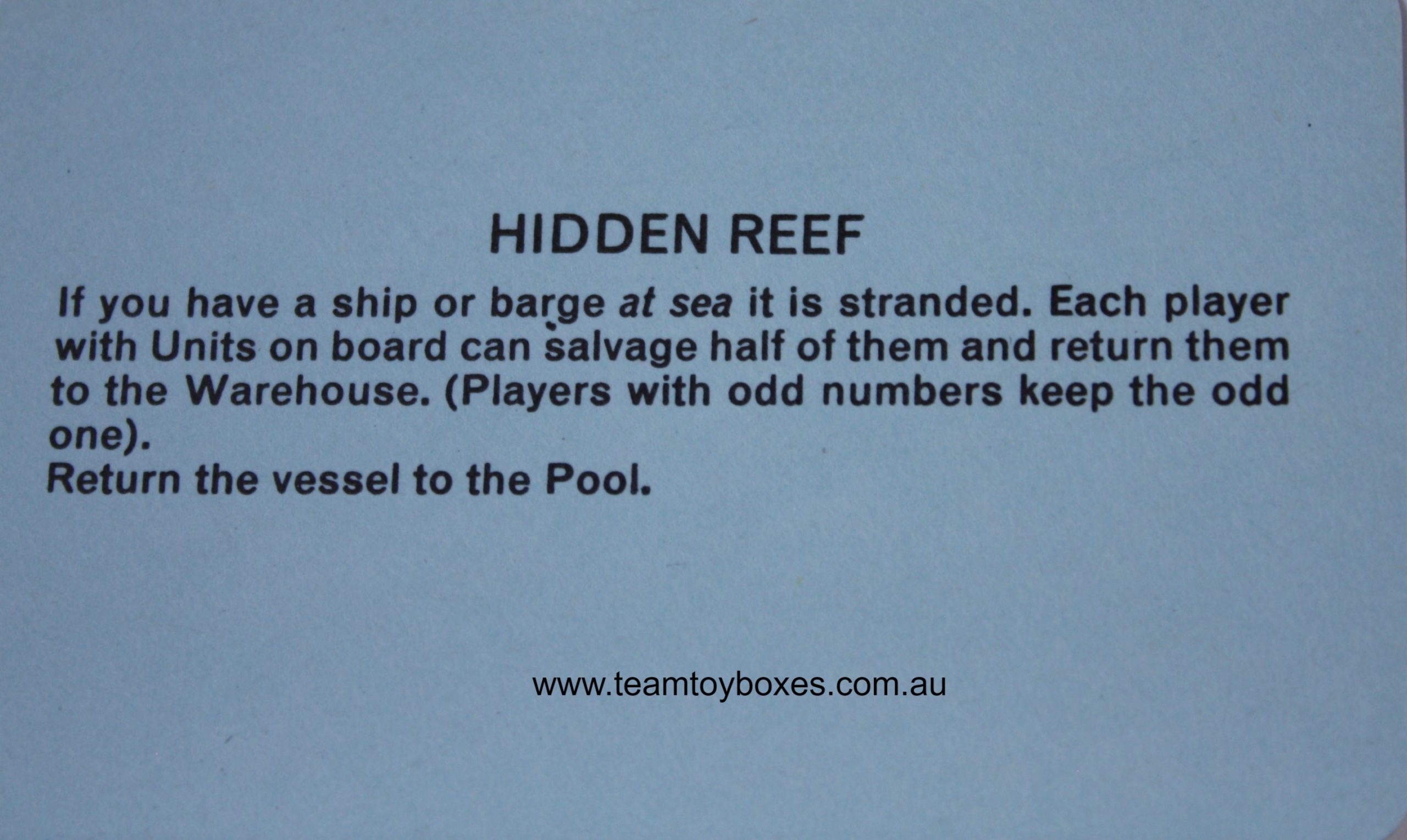 PARTS ONLY - Mine A Million Business Board Game - (1) Hidden Reef Card Only