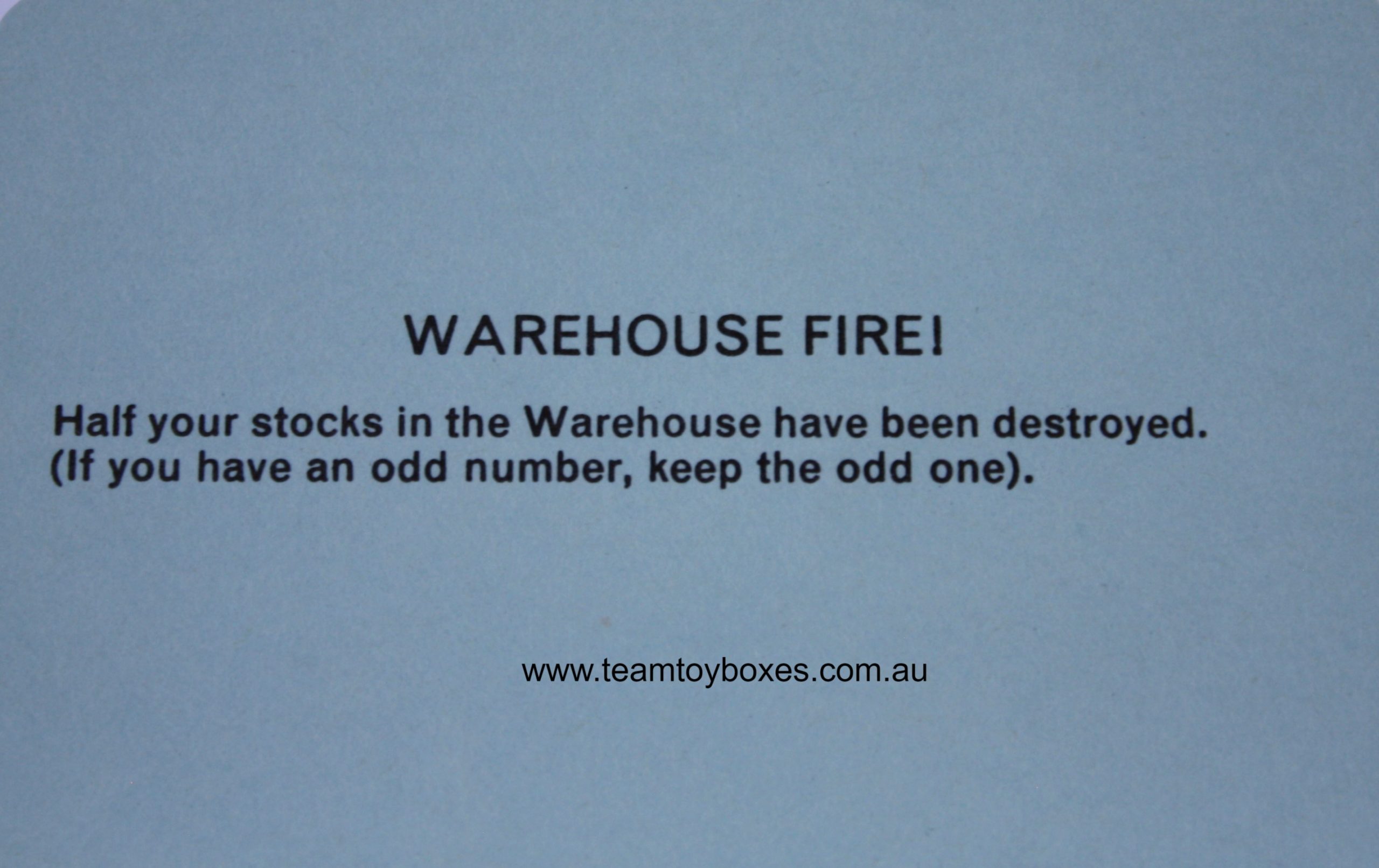 PARTS ONLY - Mine A Million Business Board Game - (1) Warehouse Fire Card Only
