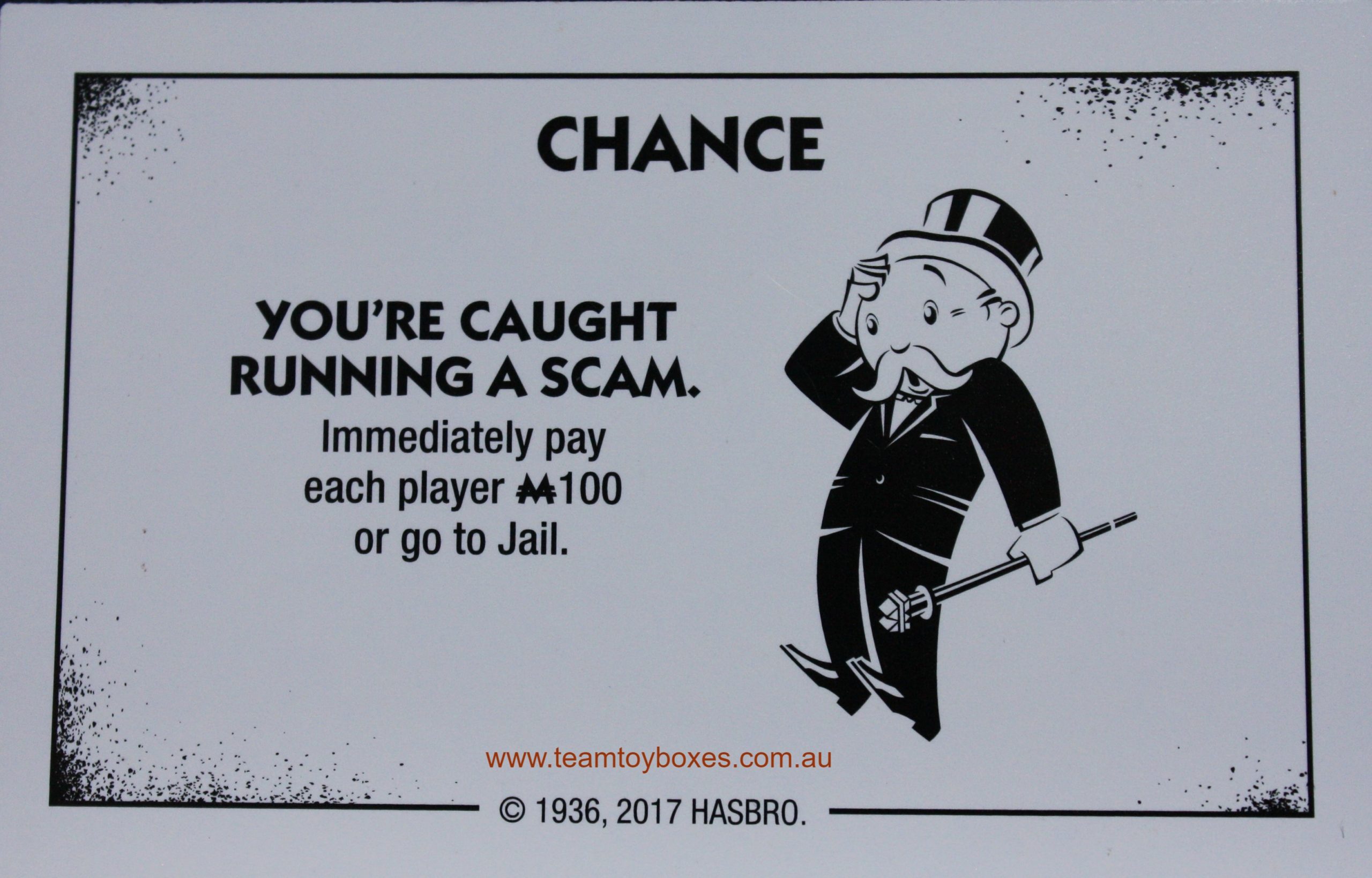 PARTS ONLY - Monopoly Board Game "Cheaters" Edition - (1) #12 Chance Card Only