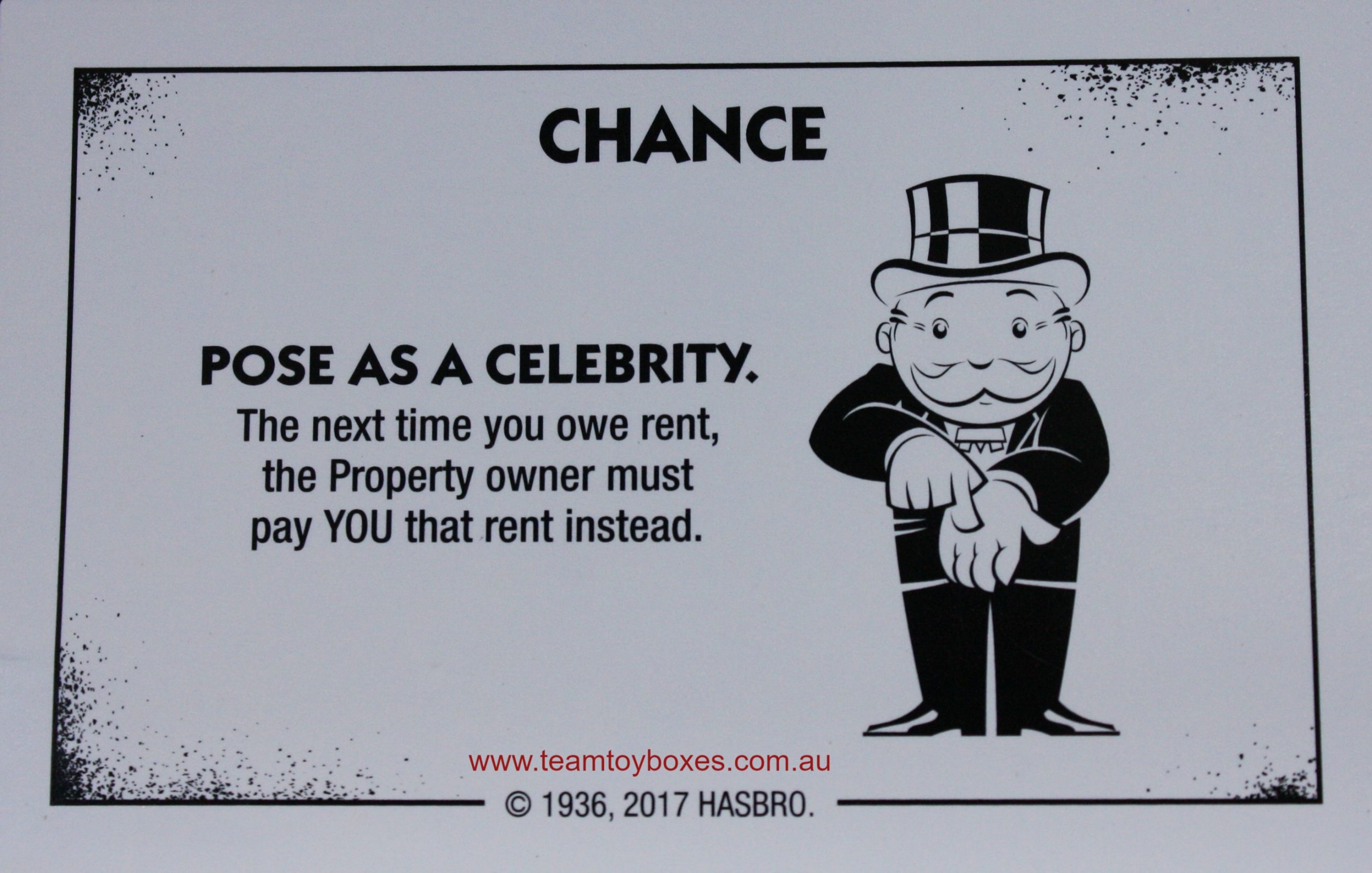 PARTS ONLY - Monopoly Board Game "Cheaters" Edition - (1) #10 Chance Card Only