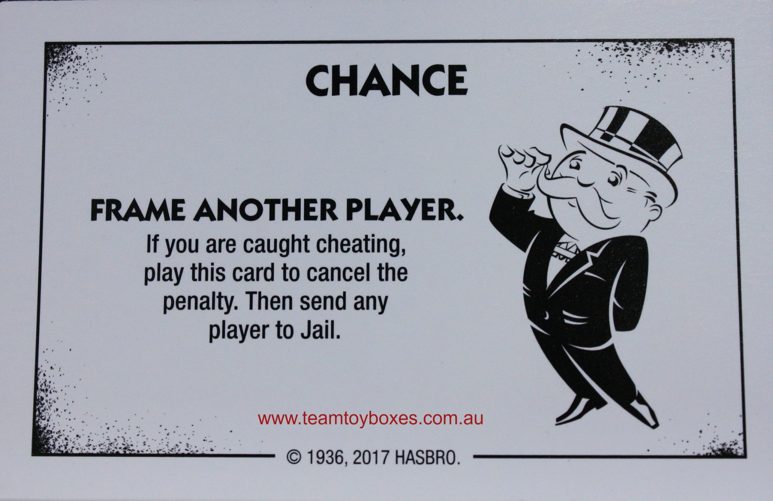 PARTS ONLY - Monopoly Board Game "Cheaters" Edition - (1) #1 Chance Card Only