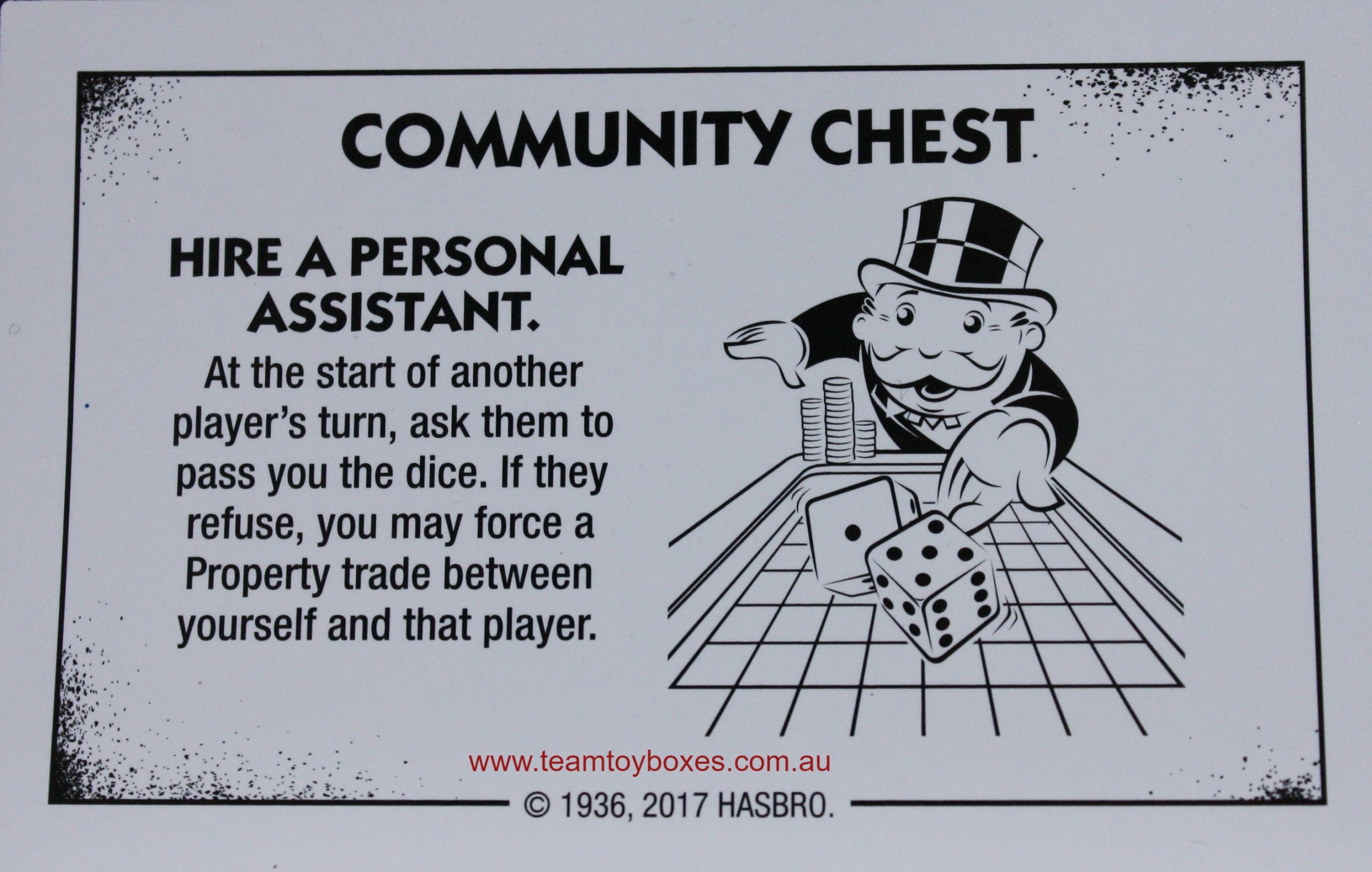 PARTS ONLY - Monopoly Board Game "Cheaters" Edition - (1) #3 Community Chest Card Only