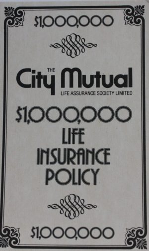 PARTS ONLY - Poleconomy Board Game - (1) City Mutual $1,000,000 Life Insurance Policy Only