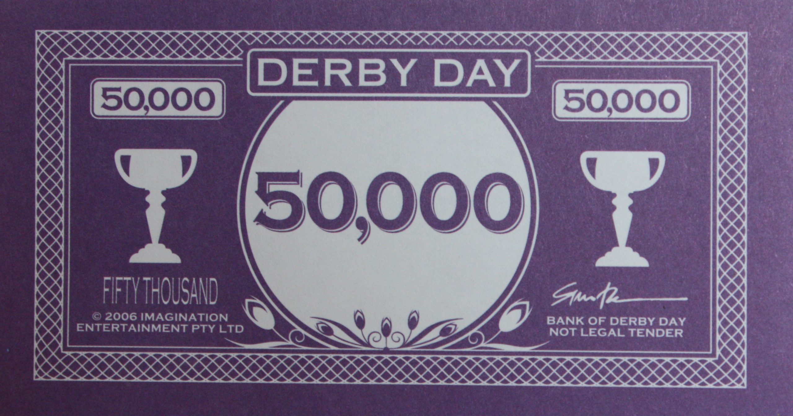 PARTS ONLY - Derby Day DVD Game - (1) Pack of 10 $50,000 Notes Only