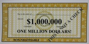 PARTS ONLY - The Amazing Race Board Game - (1) One Million Dollar Check Only