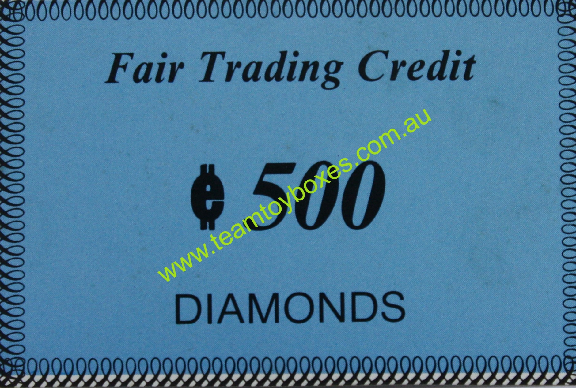 PARTS ONLY - Anti - Monopoly Board Game - (1) Diamonds €500 Fair Trading Credit Card Only