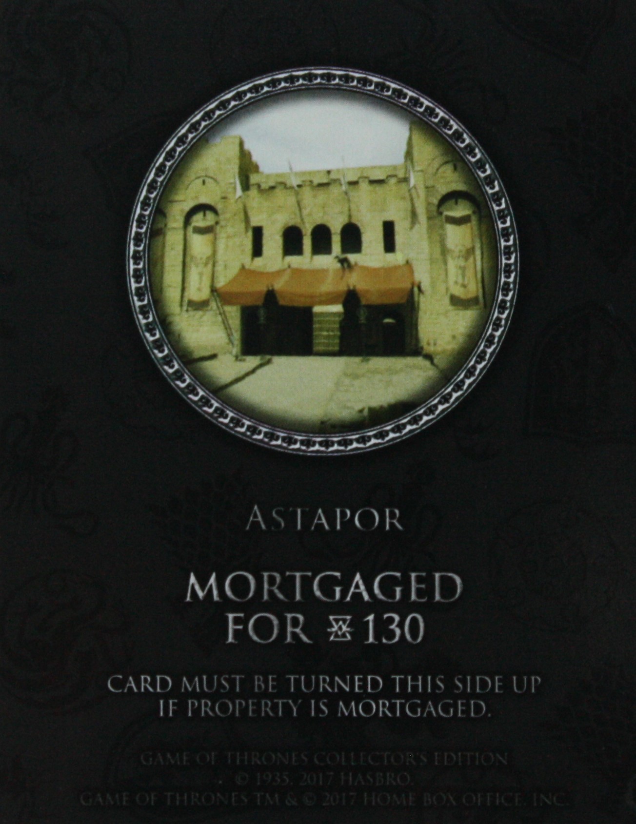PARTS ONLY - Monopoly Board Game "Game of Thrones" Collector’s Edition - (1) Astapor Title Deed Card Only
