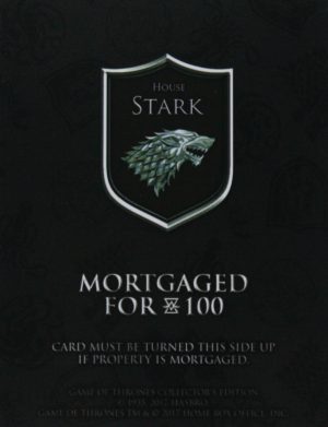 PARTS ONLY - Monopoly Board Game "Game of Thrones" Collector’s Edition - (1) House Stark Title Deed Card Only