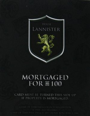 PARTS ONLY - Monopoly Board Game "Game of Thrones" Collector’s Edition - (1) House Lannister Title Deed Card Only