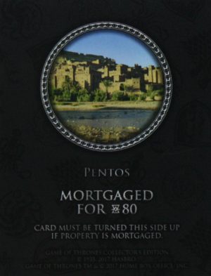 PARTS ONLY - Monopoly Board Game "Game of Thrones" Collector’s Edition - (1) Pentos Title Deed Card Only