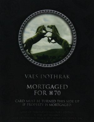PARTS ONLY - Monopoly Board Game "Game of Thrones" Collector’s Edition - (1) Vaes Dothrak Title Deed Card Only