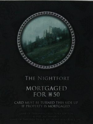 PARTS ONLY - Monopoly Board Game "Game of Thrones" Collector’s Edition - (1) The Nightfort Title Deed Card Only