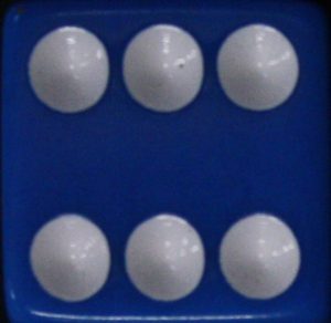 PARTS ONLY - Monopoly Avatar Board Game - (1) Blue and White Die Only