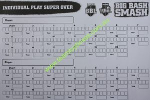 PARTS ONLY - Big Bash Smash Board Game - (1) Individual Play Super Over Score Pad Single Sheet Only