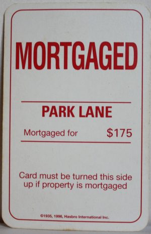 PARTS ONLY - Monopoly Board Game 1996 Edition - (1) Park Lane Title Deed Card Only
