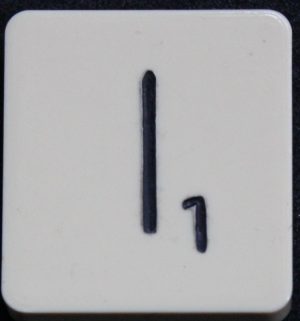 PARTS ONLY - Scrabble Board Game 1955 J.W. Spear - Production and Marketing Company Edition - (1) Plastic Letter I Only