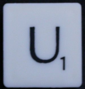 PARTS ONLY - Scrabble 1988 Spears Original Board Game - (1) Letter U Tile Only