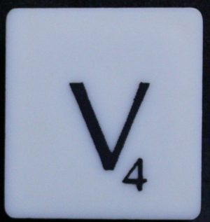 PARTS ONLY - Scrabble 1988 Spears Original Board Game - (1) Letter V Tile Only