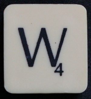 PARTS ONLY - Scrabble 1988 Spears Original Board Game - (1) Letter W Tile Only