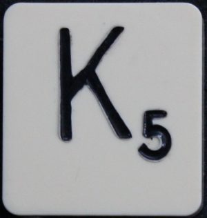 PARTS ONLY - Scrabble Board Game 1955 J.W. Spear - Production and Marketing Company Edition - (1) Plastic Letter K Only