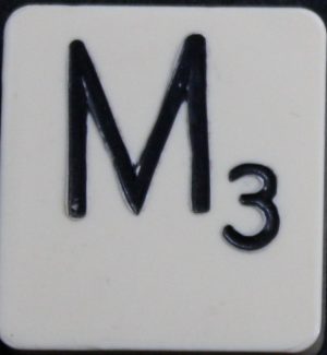 PARTS ONLY - Scrabble Board Game 1955 J.W. Spear - Production and Marketing Company Edition - (1) Plastic Letter M Only