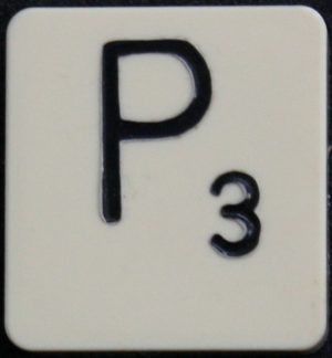 PARTS ONLY - Scrabble Board Game 1955 J.W. Spear - Production and Marketing Company Edition - (1) Plastic Letter P Only