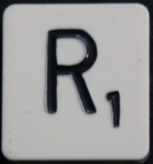 PARTS ONLY - Scrabble Board Game 1955 J.W. Spear - Production and Marketing Company Edition - (1) Plastic Letter R Only