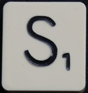 PARTS ONLY - Scrabble Board Game 1955 J.W. Spear - Production and Marketing Company Edition - (1) Plastic Letter S Only