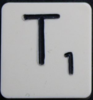 PARTS ONLY - Scrabble Board Game 1955 J.W. Spear - Production and Marketing Company Edition - (1) Plastic Letter T Only