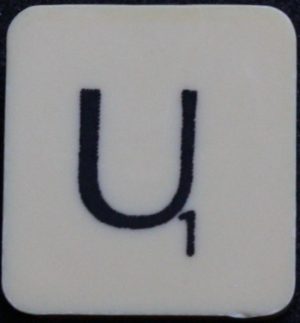 PARTS ONLY - Scrabble Board Game 1955 J.W. Spear - Production and Marketing Company Edition - (1) Plastic Letter U Only