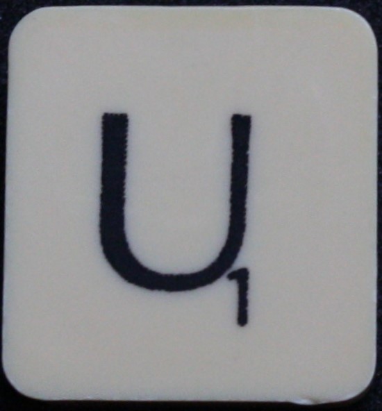 PARTS ONLY - Scrabble Board Game 1955 J.W. Spear - Production and Marketing Company Edition - (1) Plastic Letter U Only