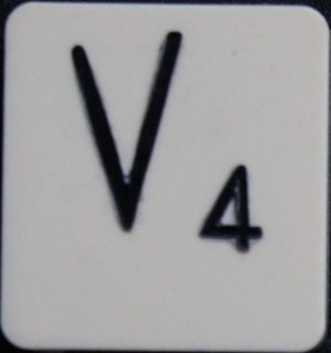 PARTS ONLY - Scrabble Board Game 1955 J.W. Spear - Production and Marketing Company Edition - (1) Plastic Letter V Only