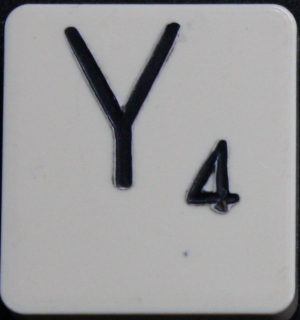 PARTS ONLY - Scrabble Board Game 1955 J.W. Spear - Production and Marketing Company Edition - (1) Plastic Letter Y Only