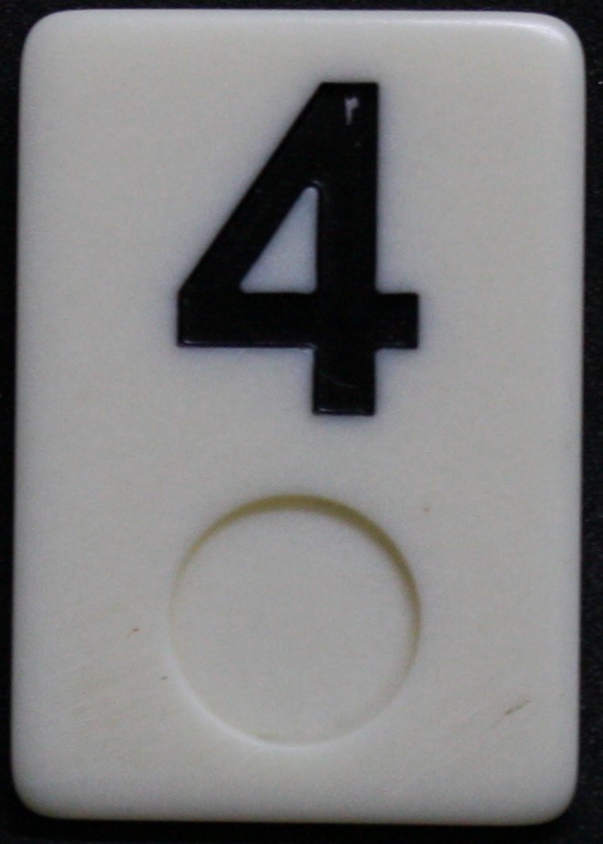 PARTS ONLY - Rummy - O Board Game - (1) Black Number 4 Tile Only