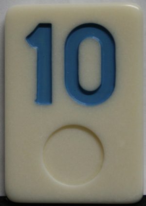 PARTS ONLY - Deluxe Rummy O Board Game - (1) Blue Number 10 Tile Only