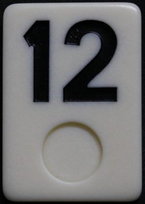 PARTS ONLY - Deluxe Rummy O Board Game - (1) Black Number 12 Tile Only