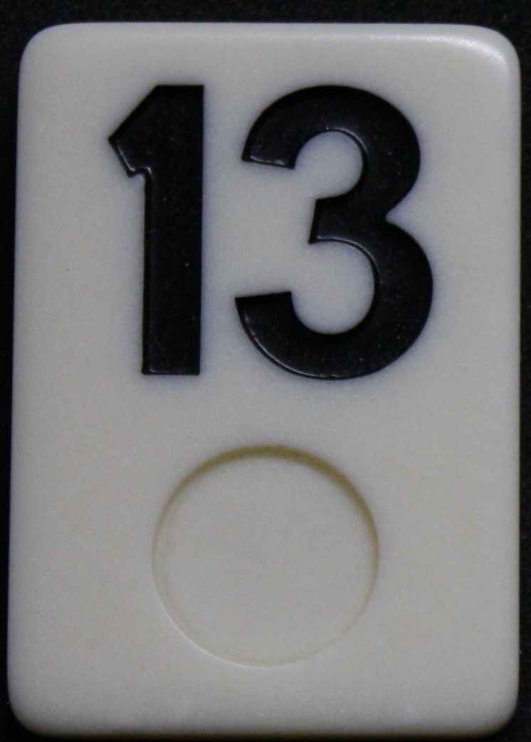 PARTS ONLY - Rummy - O Board Game - (1) Black Number 13 Tile Only