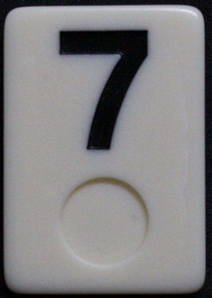 PARTS ONLY - Rummy - O Board Game - (1) Black Number 7 Tile Only