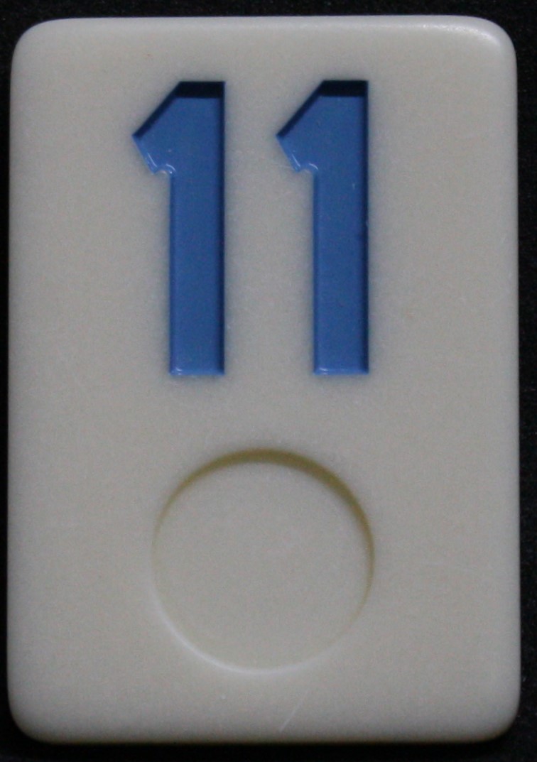PARTS ONLY - Rummy - O Board Game - (1) Blue Number 11 Tile Only