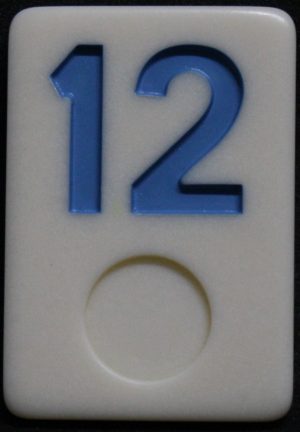 PARTS ONLY - Deluxe Rummy O Board Game - (1) Blue Number 12 Tile Only