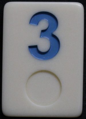 PARTS ONLY - Rummy - O Board Game - (1) Blue Number 3 Tile Only