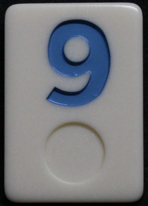 PARTS ONLY - Deluxe Rummy O Board Game - (1) Blue Number 9 Tile Only
