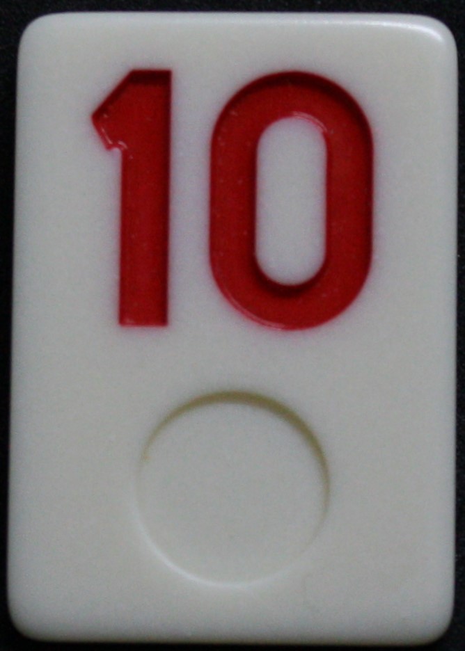 PARTS ONLY - Rummy - O Board Game - (1) Red Number 10 Tile Only
