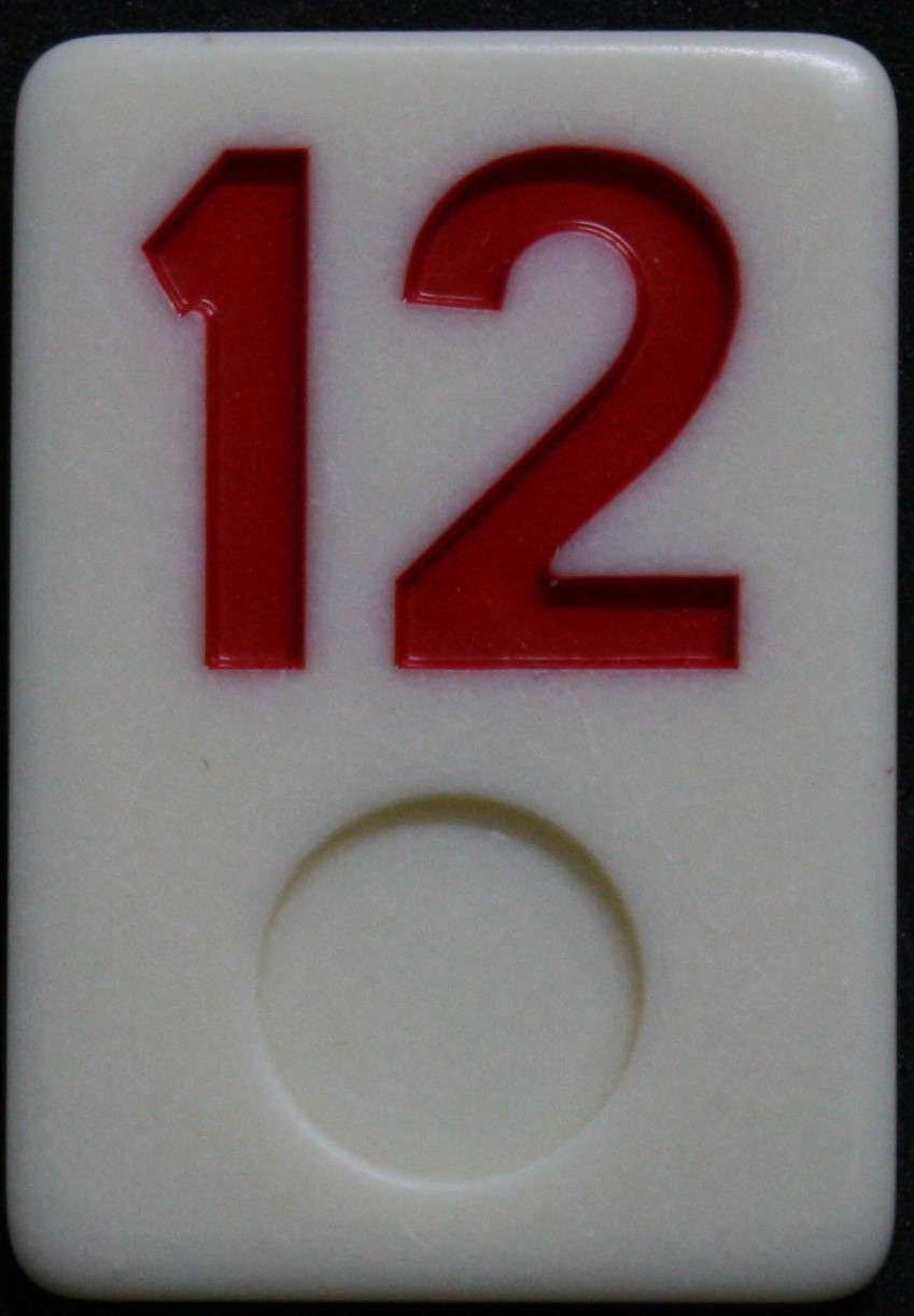 PARTS ONLY - Rummy - O Board Game - (1) Red Number 12 Tile Only