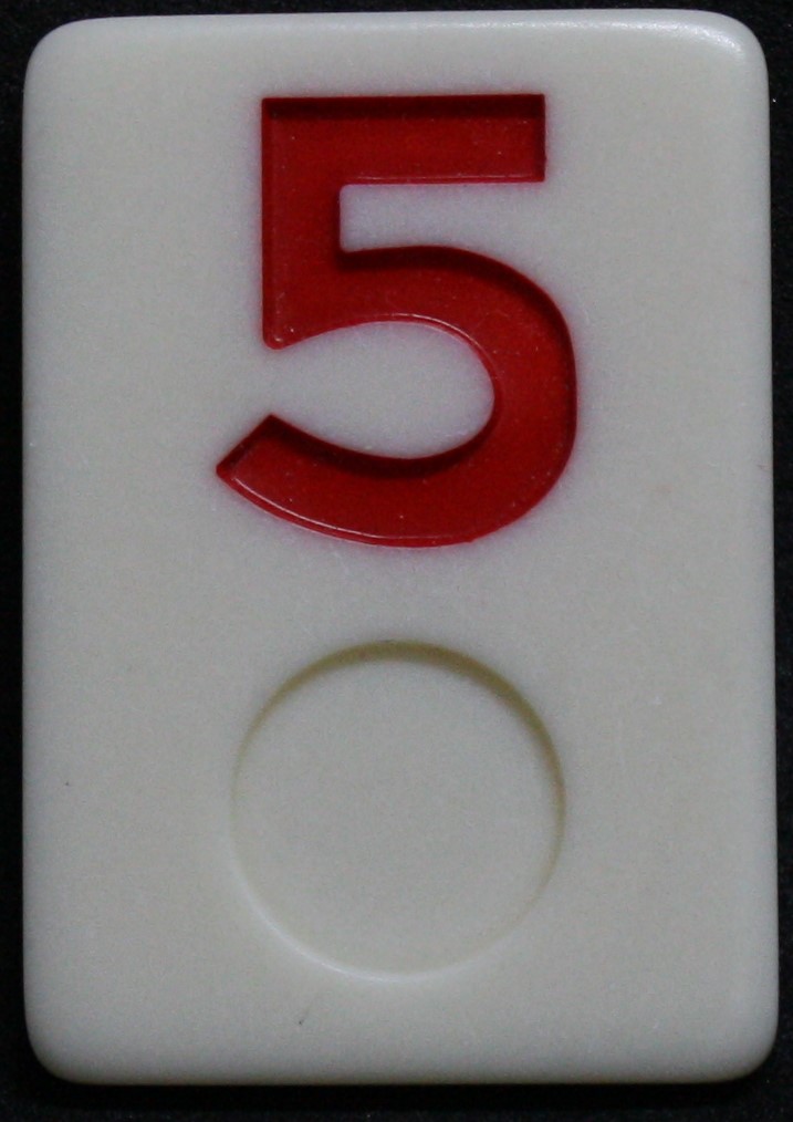 PARTS ONLY - Rummy - O Board Game - (1) Red Number 5 Tile Only