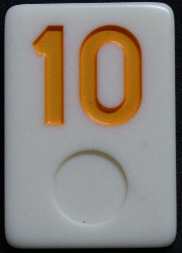 PARTS ONLY - Deluxe Rummy O Board Game - (1) Yellow Number 10 Tile Only
