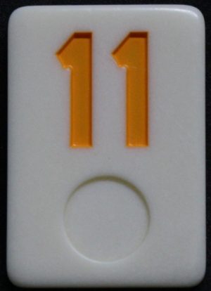 PARTS ONLY - Deluxe Rummy O Board Game - (1) Yellow Number 11 Tile Only