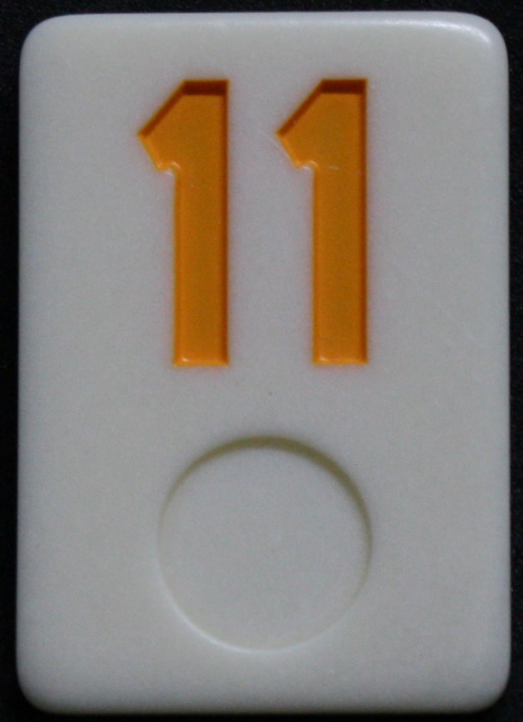 PARTS ONLY - Rummy - O Board Game - (1) Yellow Number 11 Tile Only